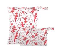 xigua Cute Cupid Wet Bag Nappy Bag,2 PCS Wet Dry Bag, Reusable Produce Bags,Waterproof Washable Hanging Large Two Zippered Pockets for Baby Diaper Travel Beach Pool Daycare Gym Bag223