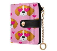 xigua Cute Dog Faces Wallet for Women, Small Slim PU Leather Credit Card Wallets RFID Blocking Bifold, Zipper Coin Pocket Purse