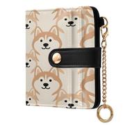 xigua Cute Dog Faces Wallet for Women, Small Slim PU Leather Credit Card Wallets RFID Blocking Bifold, Zipper Coin Pocket Purse
