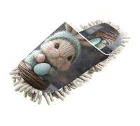 xigua Cute Easter Rabbit Gnome Mop Slippers Cleaning Tool Slippers Anti-Slip Mopping Shoes Microfiber Floor House Slippers （L）