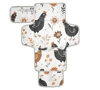 xigua Cute Farm Rooster Portable Diaper Changing Pad, Waterproof Baby Changing Mat with Storage Pocket & Built-in Pillow, Foldable Travel Pad, Newborn Gift Set for Boy Girl