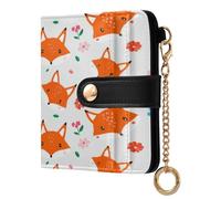 xigua Cute Fox Faces Wallet for Women, Small Slim PU Leather Credit Card Wallets RFID Blocking Bifold, Zipper Coin Pocket Purse