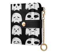 xigua Cute Ghost Boo Wallet for Women, Small Slim PU Leather Credit Card Wallets RFID Blocking Bifold, Zipper Coin Pocket Purse