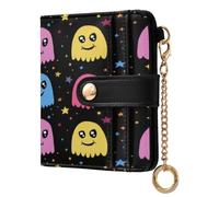 xigua Cute Ghost Pattern Wallet for Women, Small Slim PU Leather Credit Card Wallets RFID Blocking Bifold, Zipper Coin Pocket Purse