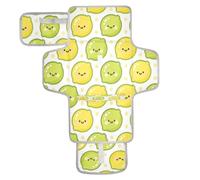 xigua Cute Lemon Faces Portable Diaper Changing Pad, Waterproof Baby Changing Mat with Storage Pocket & Built-in Pillow, Foldable Travel Pad, Newborn Gift Set for Boy Girl