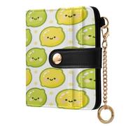 xigua Cute Lemon Faces Wallet for Women, Small Slim PU Leather Credit Card Wallets RFID Blocking Bifold, Zipper Coin Pocket Purse