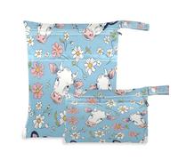 xigua Cute Little Cow Wet Bag Nappy Bag,2 PCS Wet Dry Bag, Reusable Produce Bags,Waterproof Washable Hanging Large Two Zippered Pockets for Baby Diaper Travel Beach Pool Daycare Gym Bag247