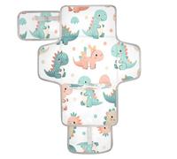 xigua Cute Little Dinosaurs Portable Diaper Changing Pad, Waterproof Baby Changing Mat with Storage Pocket & Built-in Pillow, Foldable Travel Pad, Newborn Gift Set for Boy Girl