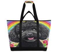 xigua Cute Little Dog Insulated Reusable Grocery Bags, Large Heavy Duty Shopping Tote, Foldable Cooler Bag with Handles for Fruit Vegetable Clothes Toys and Picnic212