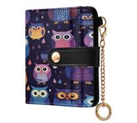 xigua Cute Owls Wallet for Women, Small Slim PU Leather Credit Card Wallets RFID Blocking Bifold, Zipper Coin Pocket Purse