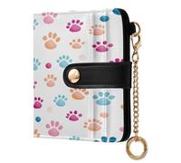 xigua Cute Paws Colorful Wallet for Women, Small Slim PU Leather Credit Card Wallets RFID Blocking Bifold, Zipper Coin Pocket Purse