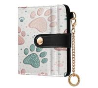 xigua Cute Paws Wallet for Women, Small Slim PU Leather Credit Card Wallets RFID Blocking Bifold, Zipper Coin Pocket Purse