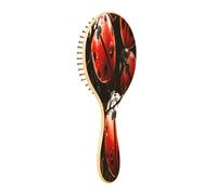 xigua Cute Red Ladybugs Hair Brush,Massage Wooden Hairbrush Reducing Hair Breakage and Frizzy,No More Tangle for All Hair Types363