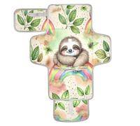 xigua Cute Sloth on Rainbow Portable Diaper Changing Pad, Waterproof Baby Changing Mat with Storage Pocket & Built-in Pillow, Foldable Travel Pad, Newborn Gift Set for Boy Girl