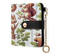 xigua Cute Squirrel Wallet for Women, Small Slim PU Leather Credit Card Wallets RFID Blocking Bifold, Zipper Coin Pocket Purse
