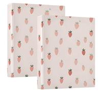 xigua Cute Strawberries 3 Ring Binders 1.5 Inch Round Rings Binder Clear Presentation View Holds 200 Sheets for Letter Binder Pouches Office Supplies-2 Pack