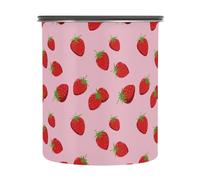 xigua Cute Strawberries Airtight Coffee Storage Canister 900ml,Stainless Steel Kitchen Food Storage Container for Grounds Coffee,Beans,Tea,Grains&sugar1026