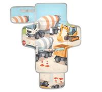 xigua Cute Tractor Construction Vehicle Portable Diaper Changing Pad, Waterproof Baby Changing Mat with Storage Pocket & Built-in Pillow, Foldable Travel Pad, Newborn Gift Set for Boy Girl