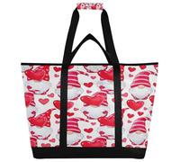 xigua Cute Valentine Gnomes Insulated Reusable Grocery Bags, Large Heavy Duty Shopping Tote, Foldable Cooler Bag with Handles for Fruit Vegetable Clothes Toys and Picnic551