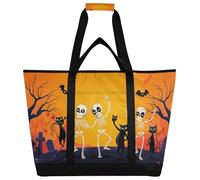 xigua Dancing Cartoon Skeletons Insulated Reusable Grocery Bags, Large Heavy Duty Shopping Tote, Foldable Cooler Bag with Handles for Fruit Vegetable Clothes Toys and Picnic133