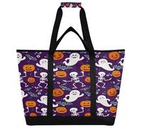 xigua Dancing Skeletons Insulated Reusable Grocery Bags, Large Heavy Duty Shopping Tote, Foldable Cooler Bag with Handles for Fruit Vegetable Clothes Toys and Picnic215