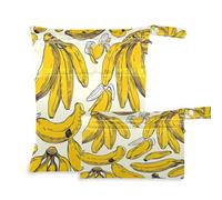 xigua Delicious Bananas Wet Bag Nappy Bag,2 PCS Wet Dry Bag, Reusable Produce Bags,Waterproof Washable Hanging Large Two Zippered Pockets for Baby Diaper Travel Beach Pool Daycare Gym Bag347
