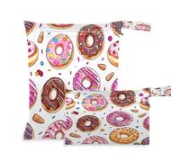 xigua Delicious Donuts Wet Bag Nappy Bag,2 PCS Wet Dry Bag, Reusable Produce Bags,Waterproof Washable Hanging Large Two Zippered Pockets for Baby Diaper Travel Beach Pool Daycare Gym Bag256