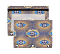 xigua Diamond and Eyes Binder Pencil Pouch with Zipper Enforced Hole 3 Ring Pencil Case Fits Standard 3-Ring Binders-2 Pack