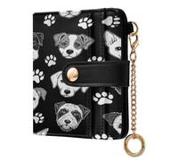 xigua Dog Faces Pattern Wallet for Women, Small Slim PU Leather Credit Card Wallets RFID Blocking Bifold, Zipper Coin Pocket Purse