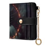 xigua Dragon Dungeon Fire Wallet for Women, Small Slim PU Leather Credit Card Wallets RFID Blocking Bifold, Zipper Coin Pocket Purse