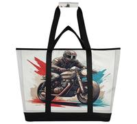 xigua Dynamic Motorcycle Insulated Reusable Grocery Bags, Large Heavy Duty Shopping Tote, Foldable Cooler Bag with Handles for Fruit Vegetable Clothes Toys and Picnic550