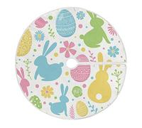 Xigua Easter Tree Skirt Easter Bunny Christmas Tree Skirt for Easter Day Holiday Party Home Decoration 36 Inch