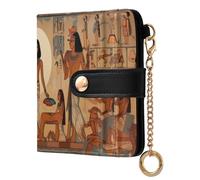 xigua Egyptian Gods Wallet for Women, Small Slim PU Leather Credit Card Wallets RFID Blocking Bifold, Zipper Coin Pocket Purse