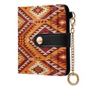 xigua Ethnic South Western Navajo Wallet for Women, Small Slim PU Leather Credit Card Wallets RFID Blocking Bifold, Zipper Coin Pocket Purse