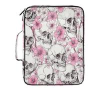 xigua Expandable Filing Folder Bag - Label-Ready Design File Storage Bag with 3-Ring Detachable Binder, 7-Section Accordion Organizer-Abstract Sugar Skull Flower