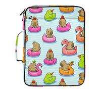 xigua Expandable Filing Folder Bag - Label-Ready Design File Storage Bag with 3-Ring Detachable Binder, 7-Section Accordion Organizer-Capybaras on Rubber Ducks