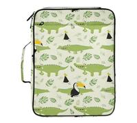xigua Expandable Filing Folder Bag - Label-Ready Design File Storage Bag with 3-Ring Detachable Binder, 7-Section Accordion Organizer-Cute Crocodiles and Toucans