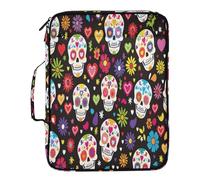 xigua Expandable Filing Folder Bag - Label-Ready Design File Storage Bag with 3-Ring Detachable Binder, 7-Section Accordion Organizer-Sugar Skulls