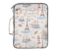 xigua Expandable Filing Folder Bag - Label-Ready Design File Storage Bag with 3-Ring Detachable Binder, 7-Section Accordion Organizer-Nautical Themed Pattern