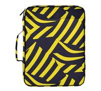 xigua Expandable Filing Folder Bag - Label-Ready Design File Storage Bag with 3-Ring Detachable Binder, 7-Section Accordion Organizer-Yellow and Black Hazard Stripes