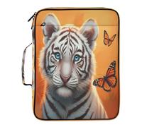 xigua Expandable Filing Folder Bag - Label-Ready Design File Storage Bag with 3-Ring Detachable Binder, 7-Section Accordion Organizer-Cute White Tiger