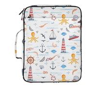 xigua Expandable Filing Folder Bag - Label-Ready Design File Storage Bag with 3-Ring Detachable Binder, 7-Section Accordion Organizer-Nautical Themed Pattern