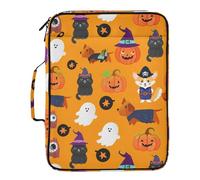 xigua Expandable Filing Folder Bag - Label-Ready Design File Storage Bag with 3-Ring Detachable Binder, 7-Section Accordion Organizer-Halloween Themed Elements