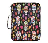 xigua Expandable Filing Folder Bag - Label-Ready Design File Storage Bag with 3-Ring Detachable Binder, 7-Section Accordion Organizer-Sugar Skulls