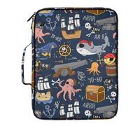 xigua Expandable Filing Folder Bag - Label-Ready Design File Storage Bag with 3-Ring Detachable Binder, 7-Section Accordion Organizer-Cute Pirate Themed