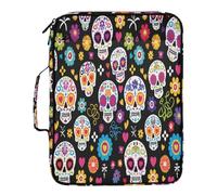 xigua Expandable Filing Folder Bag - Label-Ready Design File Storage Bag with 3-Ring Detachable Binder, 7-Section Accordion Organizer-Sugar Skull Flower