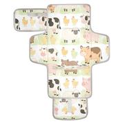 xigua Farm Animals Portable Diaper Changing Pad, Waterproof Baby Changing Mat with Storage Pocket & Built-in Pillow, Foldable Travel Pad, Newborn Gift Set for Boy Girl