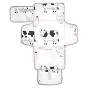 xigua Farm Cows Chickens Portable Diaper Changing Pad, Waterproof Baby Changing Mat with Storage Pocket & Built-in Pillow, Foldable Travel Pad, Newborn Gift Set for Boy Girl