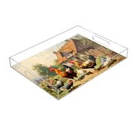 xigua Farm House Serving Tray, Decorative Ottoman Trays with Handles for Breakfast, Coffee Table, Dining Room, Party - 16" x 12"