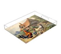 xigua Farm House Serving Tray, Decorative Ottoman Trays with Handles for Breakfast, Coffee Table, Dining Room, Party - 16" x 12"